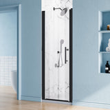 26-27.5" W x 68" H Frameless Pivot Shower Door, 1/4" (6mm) Clear SGCC Tempered Glass Bathroom Shower Door, Matte Black Swing Shower Door with Stainless Handle, Reversible Installation