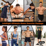 LALAHIGH Portable Home Gym System: Large Compact Push Up Board, Pilates Bar & 20 Fitness Accessories with Resistance Bands Ab Roller Wheel - Full Body Workout for Men and Women, Gift for Boyfriend LALAHIGH
