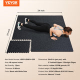 VEVOR 0.56 Inch Thick Gym Floor Mats, 12 Tiles Rubber Top with EVA Foam, 24" x 24" Gym Flooring Workout Mats with 48 sq.ft Coverage, Interlocking Puzzle Gym Mats for Gym, Home, Garage, Black & White VEVOR