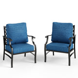 MIXPATIO, 2 Pack, Metal, Patio Chairs, 5.75" Cushions, Peacock Blue