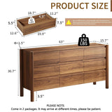 CHUWELL Walnut Dresser for Bedroom, 63" Wide Mid Century Modern Chest of Drawers with 9 Large Storage Space and 4 Solid Wood Cylindrical Legs, 9 Drawer Large Dresser for Bedroom(Walnut)