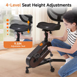 HitGo Ergonomic Office Chair with Exercise Bike, 330LBS Under-Desk Bike with 9-Level Height-Adjustable Seat, 8-Level Resistance, Rolling Wheels, Quiet Fitness for Home Office (Black)
