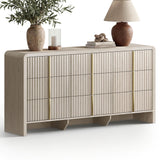 ModernMate Fluted 9 Drawer Dresser for Bedroom, 64.2" Wide White Chest of Drawers, Modern Wood Storage Cabinet with Metal Handles, Anti-Tip Clothes Organizer, Grey
