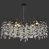 kvtinmty Modern Black Crystal Tree Branch Chandelier,14-Light 40" Black K9 Crystal Chandeliers for Living Room, Round Chandelier for Dining Room,High Ceiling,Kitchen Island,Foyer,Staircase