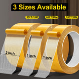 Double Sided Fabric Tape Multifunctional Heavy Duty, 2 Rolls 2" x 33FT Heavy Duty Carpet Tape with Strong Adhesion, Suitable for Sofas, Doormats, Wood, Glass, Plastic, Clothing, Outdoor & Indoor Use
