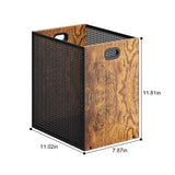 Huxitocan Retro Office Trash Can, Iron and Wood Combination Bedroom Garbage Can, Rectangular Design Wastebasket with Handle, Industrial Style Trash Can for Home Office, 4.5 Gallon (Patent Pending)