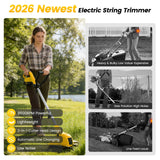 ALSO GO 21V Cordless Weed Wacker, Weed Eater Battery Powered with 2 x2.0Ah Batteries and 10 Spare Spools, 12''Grass Trimmer with Auto Line Feed, 2-in-1 Grass Trimmer& Edger Lawn Tool for Yard, Garden