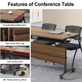 6 Pack Conference Room Tables,Folding Conference Tables,Modern Portable Modular Conference Table with Silent Wheels