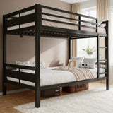 nesture. Bunk Bed Full Over Full, Heavy Duty Metal Bunkbeds with Full-Length Guardrail, Space-Saving Steel Bed for Kids & Adults, No Box Spring Required, Black