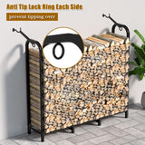 Gtongoko 4ft Heavy Duty Metal Firewood Rack Outdoor Indoor Fire Wood Holder Rack for Fireplace, Log Racks for Firewood Outdoor, Wood Pile Storage Organizer, Black
