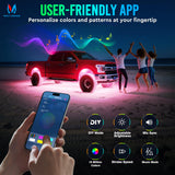 MICTUNING C4 RGBW Rock Lights 16 Pods 360° 4-Sided Wide Beam Underglow Kit