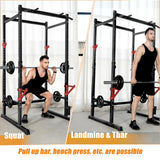 Bongkim Power Rack, Rack Cage for Weight Training, Adjustable Squat Stand Rack for Home Gym Equipment, Lifting Cage with 660lb Capacity (Black)