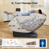 4D Full Body Massage Chair, SL Track Recliner with Backlit Touch Pad, Negative Ion Purification, Aromatherapy, 20 Auto Programs, Yoga Stretching, Auto Body Scan - Brown