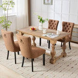 MOOLSUN Fabric Dining Chairs Set of 4, High Back Side Chairs, Modern Padded High-End Tufted Upholstered Chairs with Button-Tufted Back & Rear Pull Tabs, Solid Wood Legs F-Coffee(Solid Wood Legs)