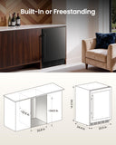24 Inch Beverage Refrigerator, 180 Can Under Counter Fridge, Stainless Steel Beer Fridge (Black)