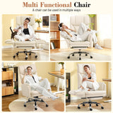 FelixKing Office Chair, Flip Armrests for Pets Criss Cross Legged, White