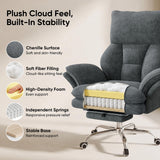 Cross Legged Office Chair with Footrest, Big and Tall Comfy Ergonomic Reclining Executive Chair Wide Seat with Flip-Down Armrests