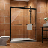 AMAPO Shower Door Double Sliding 60in.W x 72in.H Semi-Frameless Shower Doors,1/4 inch Clear Tempered Glass Door for Walk-in Shower, Black