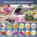 Ourokhome Chopper Vegetable Cutter with Container, Manual Hand Food Onion Dicer with 2 Chopping Blades (2 in 1, White)