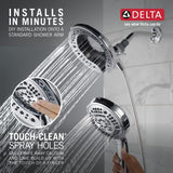 Delta Faucet 7-Setting In2ition Dual Shower Head with Handheld Spray, Chrome Shower Head with Hose, Showerheads & Handheld Showers, Handheld Shower Heads, Detachable Shower Head, Chrome 75687D