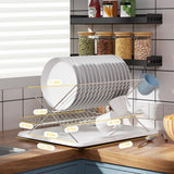JOKKOL Collapsible Cup Drying Rack, Space Saving Foldable Stainless Steel(304) Mug Holder for Kitchen Counter,Compact 5-Glass Cup Rack Metal 3-Tier Large Capacity