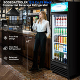 BODEGACOOLER Commercial Beverage Refrigerator, 12.5 Cu. Ft Black Commercial Merchandiser Refrigerator, LED Light/Adjustable Shelves