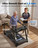 MERACH Treadmills for Home with Incline 0%-15%, 300 LBS Capacity Double Deck Foldable Treadmill with Incline, 0.5-7.5MPH Quiet 2.5HP Brushless Incline Treadmill LED Display with Smart APP