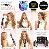 ELLA BELLA® 6 in 1 Professional Hot Air Styler • Powerful Hair Dryer & Straightener Set • Styling Without Heat Damage • Fast Drying Curling Volumizing Straightening • Includes Protective Travel Case