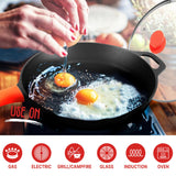 NutriChef 12-Inch Cast Iron Skillet w/Lid - Pre-Seasoned, Oven Safe, Nonstick, Cool-Touch Silicone Handle, For All Cooktops - NCCI12