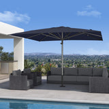 PURPLE LEAF Market Umbrella 11' x 11' Hotel Resort Semi Auto Lift, Navy