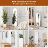 ZHUNFA Full Length Mirror,58" x16,3 in 1Full Length Mirror can Wall Mounted,Standing or Leaning,Full Body Mirrors with Aluminum Alloy Frame,Home Decor Rose Gold.