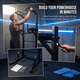 BARWING Pull Up Bar Station Power Tower Adjustable Height Dip Bar Dip Station with 3D Backrest Multi-Function Home Gym Strength Training Fitness Equipment 550LBS