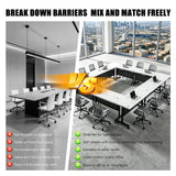 Folding Conference Table, Modular Conference Tables with Silent Wheels and 2 Cable