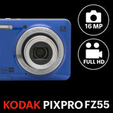 KODAK PIXPRO FZ55 16MP Compact Digital Camera, 5X Optical Zoom, Blue