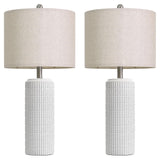 PoKat 27.5'' Tall Table Lamps for Living Room Set of 2, Stone-Like Ceramic Bedroom Lamps for Night Stands, Farmhouse Bedside Lamps for Bedroom Living Room, Nightstand Lamps for End Table, Hallway