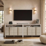 ModernMate 53.2" Fluted 6 Drawer Dresser with Open Shelf, Grey