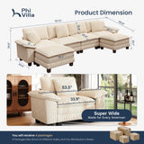 PHI VILLA Oversized 6-Seat U Shaped Modular Cloud Couch Sectional Sofa