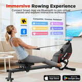 Winfita Rowing Machines for Home,Quiet Resistance Magnetic Rower Machine with 32 Levels,350lb Weight Capacity,Compact Dual Slide Rail,LED Monitor & Comfortable Seat,App Supported&Tablet Holder