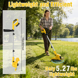 21V Electric Weed Wacker, 12" Auto-Feed Grass Cutter with 2.0Ah Batteries & Fast Charger, 2-in-1 Cordless String Trimmer & Lawn Edger Includes 10 Lines for Garden and Yard Maintenance, Yellow