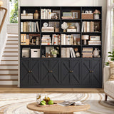 FACBOTALL 72.8" Large Bookshelf, Farmhouse Bookshelf with 8 Doors, Black