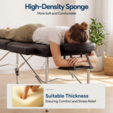 Brelley Massage Table Portable, 2-Fold Lash Bed with Side Pocket, Adjustable Height, Sturdy Aluminum Frame, Esthetician Spa Facial Tattoo Bed with Face Cradle & Carrying Bag, Black