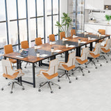 Conference Table Set of 4, Meeting Room Table with Metal Frame & Adjustable Foot Pads