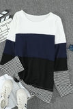 Daspkuwy Womens Sweaters Oversize Big Tunic Pullover Loose Fitting Womens Tops Long Sleeve Casual Striped College Cloths Teenager Shirts Navy XXL