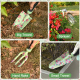 Gardening Tools, WisaKey 10 Piece Heavy Duty Green Garden Tools Set with Non-Slip Ergonomic Handle, Durable Fashion Garden Tool Organizer HandBag