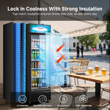 BODEGACOOLER Commercial Beverage Refrigerator, 12.5 Cu. Ft Black Commercial Merchandiser Refrigerator, LED Light/Adjustable Shelves