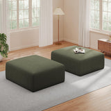 40" Oversized Square Corduroy Ottoman, Large Ottoman Pouf Footstool, Green