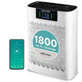 SereneLife HEPA Air Purifier for Home – Smart WiFi & App Control, Ultra-Quiet Air Purifier for Bedrooms & Large Rooms, Removes Dust, Pet Hair & Odors, Ideal for Pets & Allergies (1,800 Sq Ft, White)