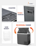 EKOJUCE 12 Volt Car Refrigerator, 58QT(55L) Electric Cooler, Dual Zone Portable Freezer with 12/24V DC & 100-240V AC