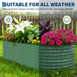 Garvee 4 Pack 8x4x1.5ft Galvanized Raised Garden Bed Kit, Oval Metal Planter Boxes with Anti-Cut Safety Edges, Rust-Resistant Deep Root Planters for Outdoor Vegetables, Flowers, Herbs, Green