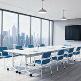 Conference Room Tables with Wheels Foldable Large Rectangle Meeting Seminar Table for 6-12 People